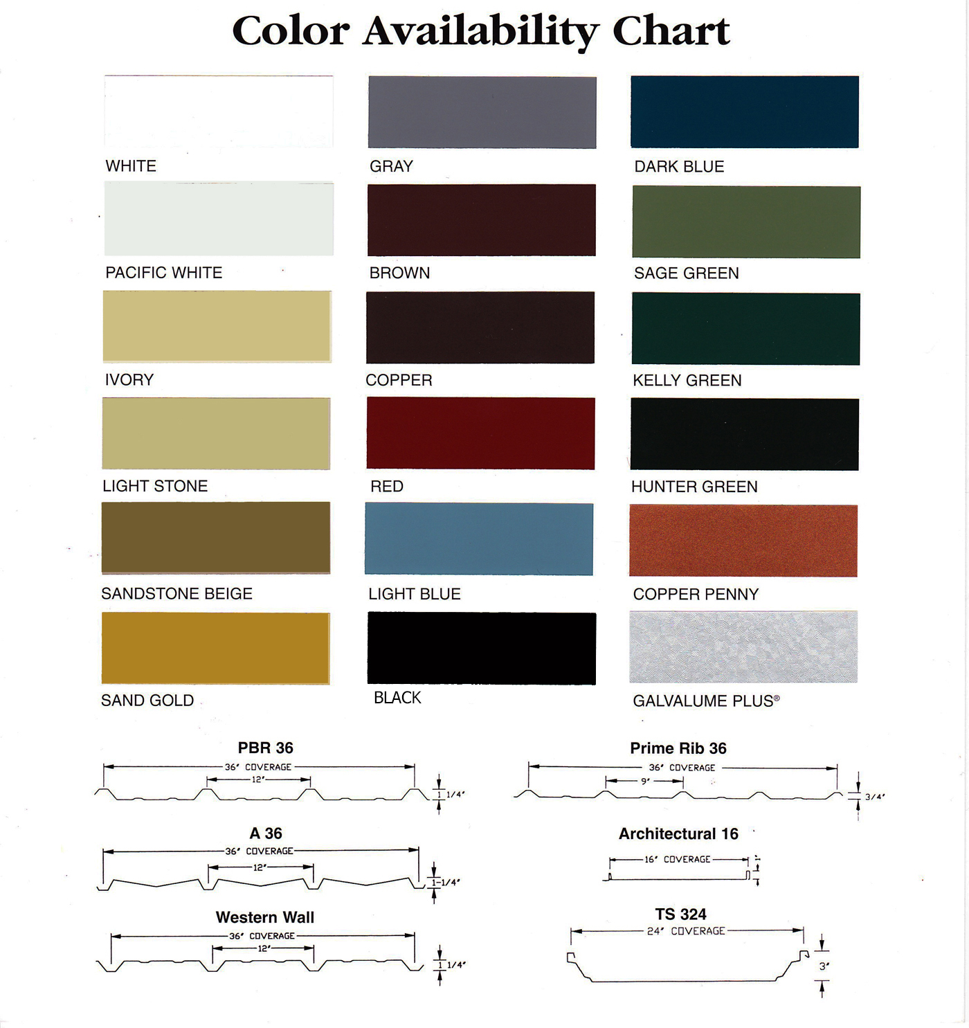 Metal Panel Color Chart